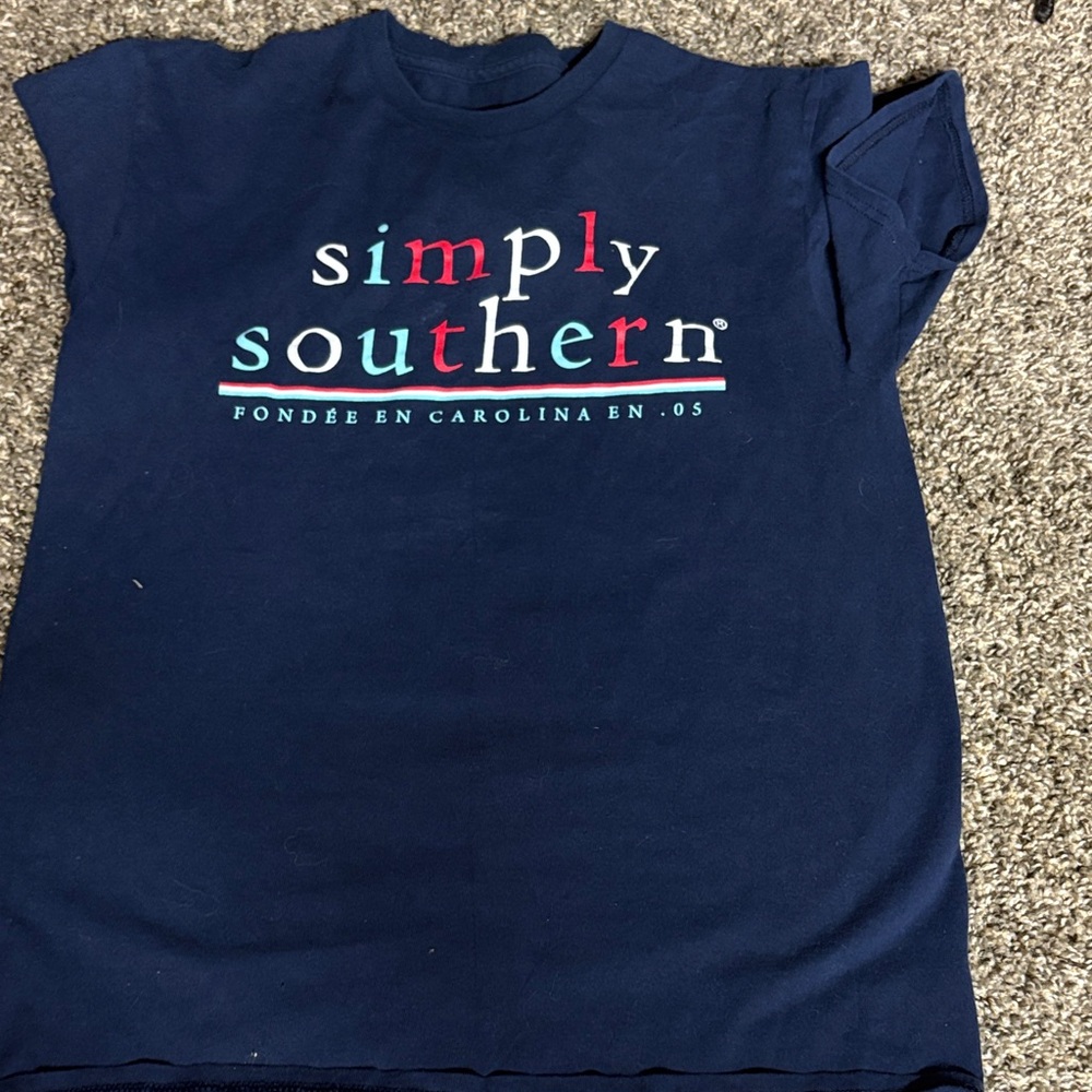 Simply Southern Kids Tee in Navy with Colorful Logo